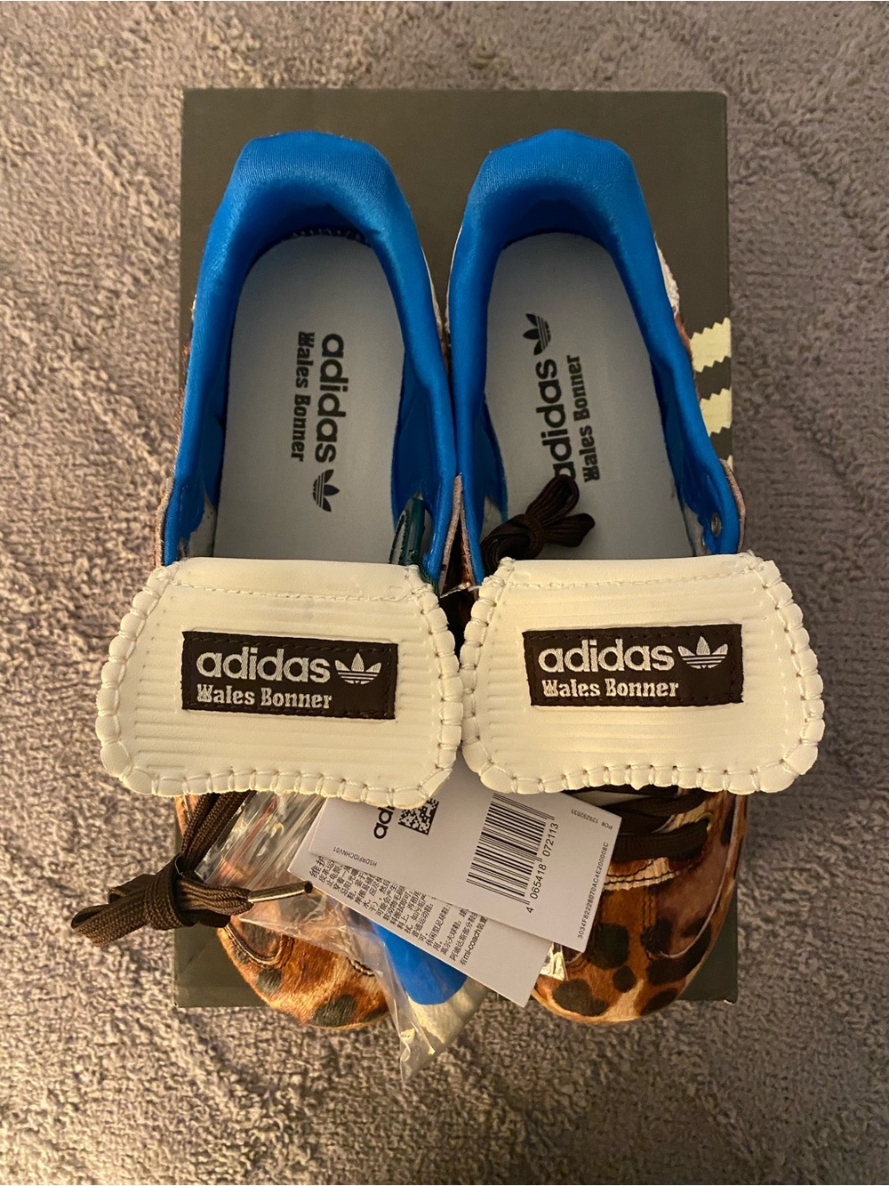 Wales Bonner x Adidas Pony Tonal Samba Shoes- Brown & Blue - Picture 4 of 4